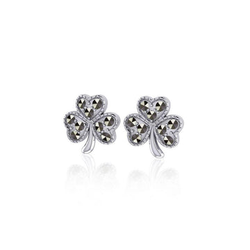 Celtic Shamrock Silver Post Earrings TE880 - Jewelry